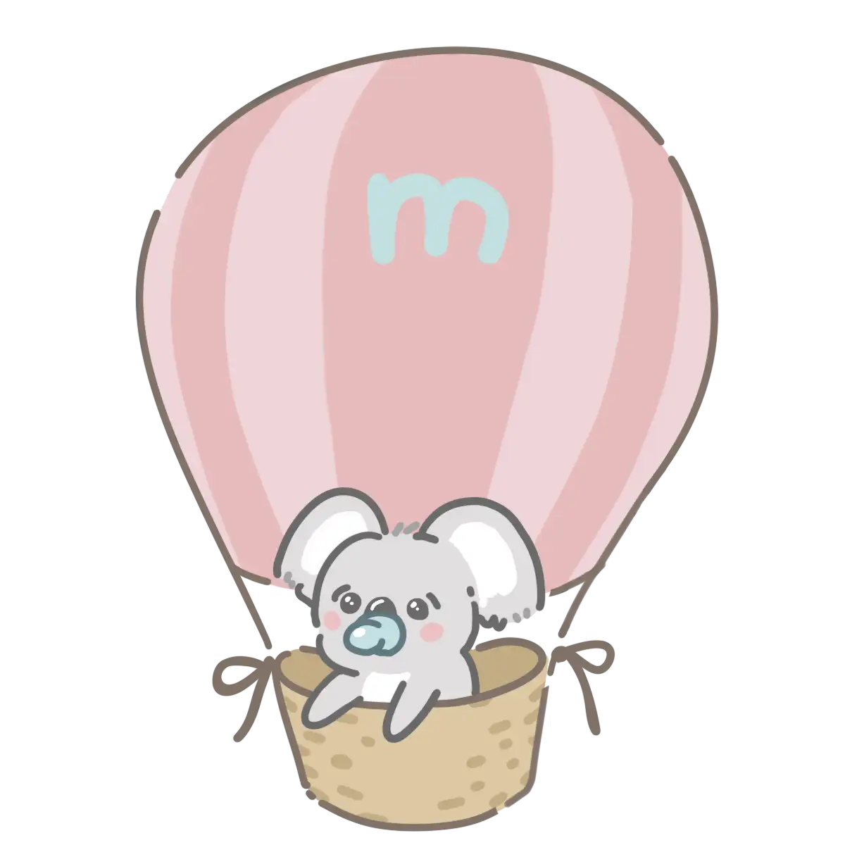 コアラのキャラクターが気球に乗っているイラスト